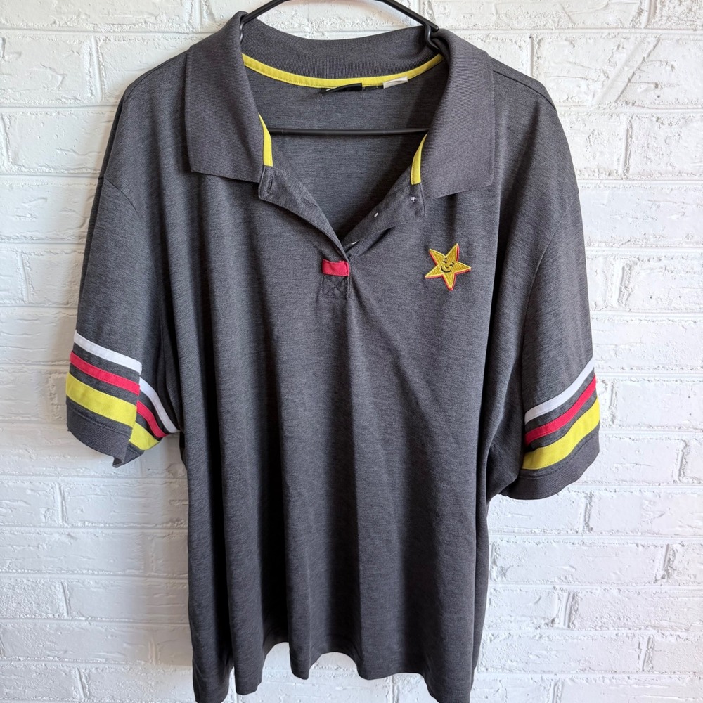 Aramark Dark Gray Polo Shirt 5XL Hardees‎ Logo Short Sleeve Work Uniform Unisex